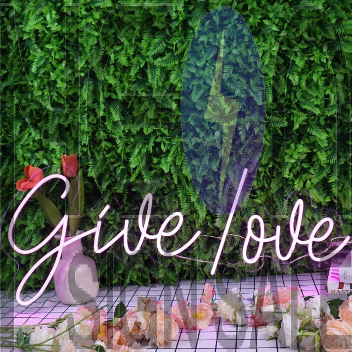 Give Love Purple Neon Sign