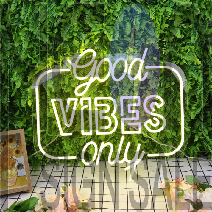Good Vibes Only Yellow Neon Sign