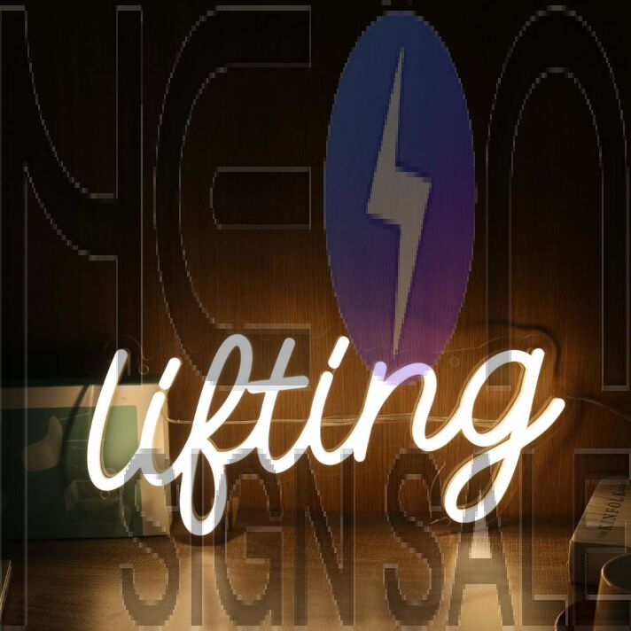 Lifting Yellow Neon Sign