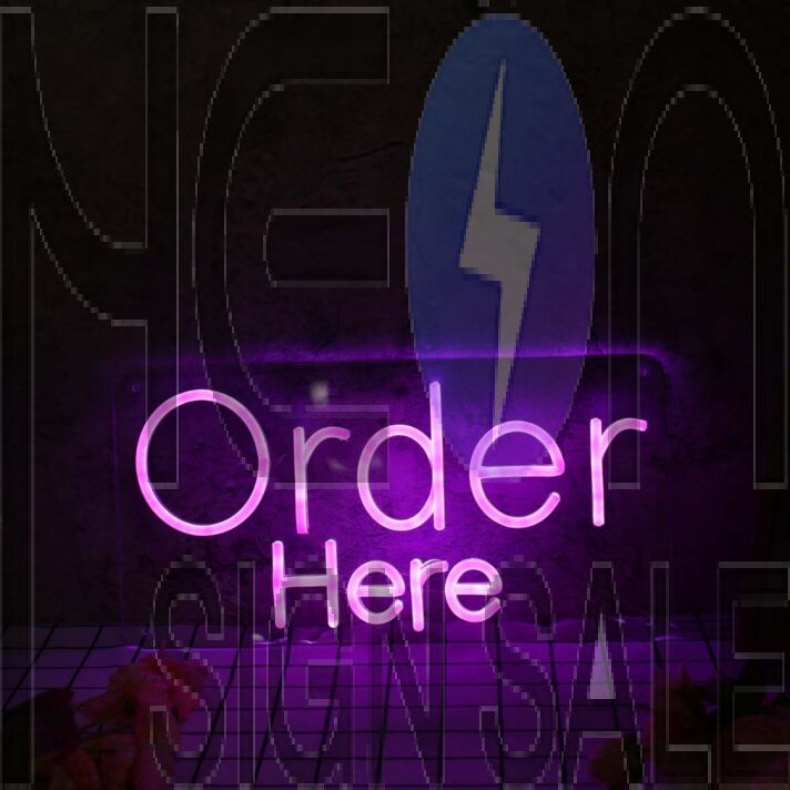Order Here Purple Neon Sign