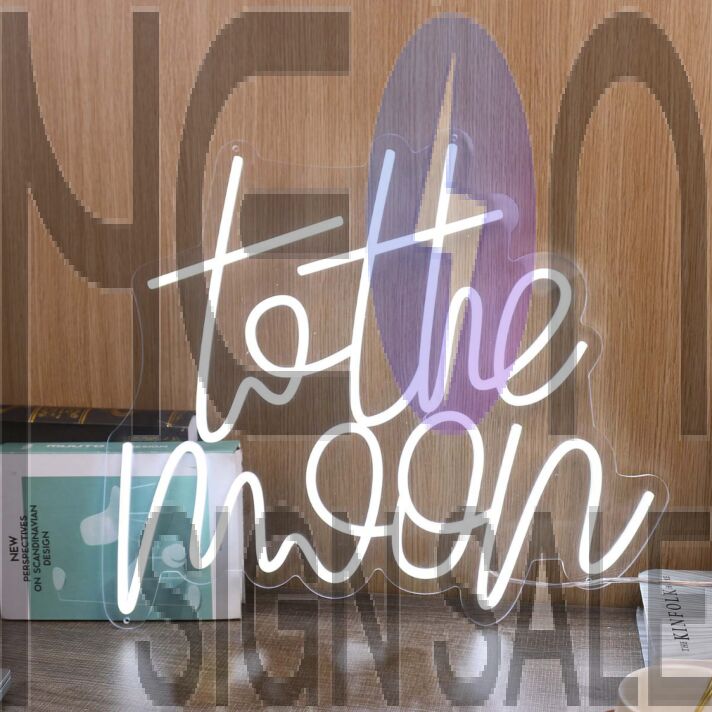To The Moon White LED Neon Sign