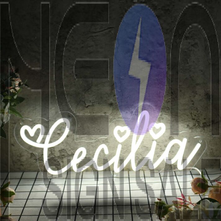 Cecilia White Neon Sign