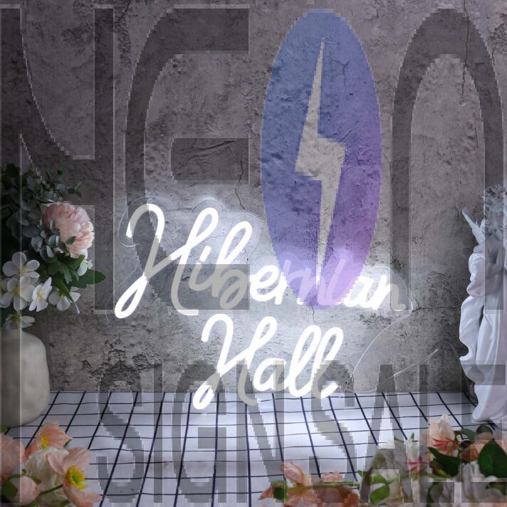 Hibernian Hall White Neon Sign