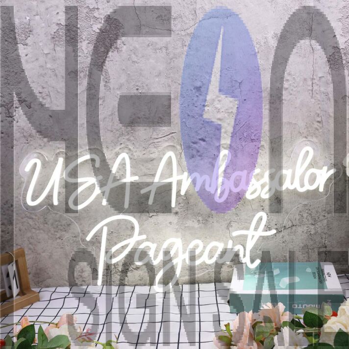 USA Ambassador Pageant White Neon Sign
