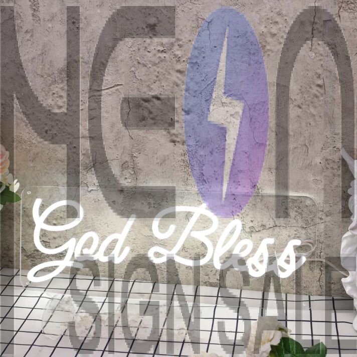 God Bless White Neon Sign
