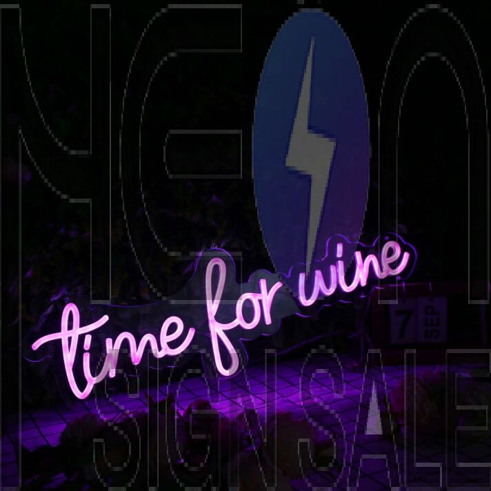 Time For Wine Purple Neon Sign
