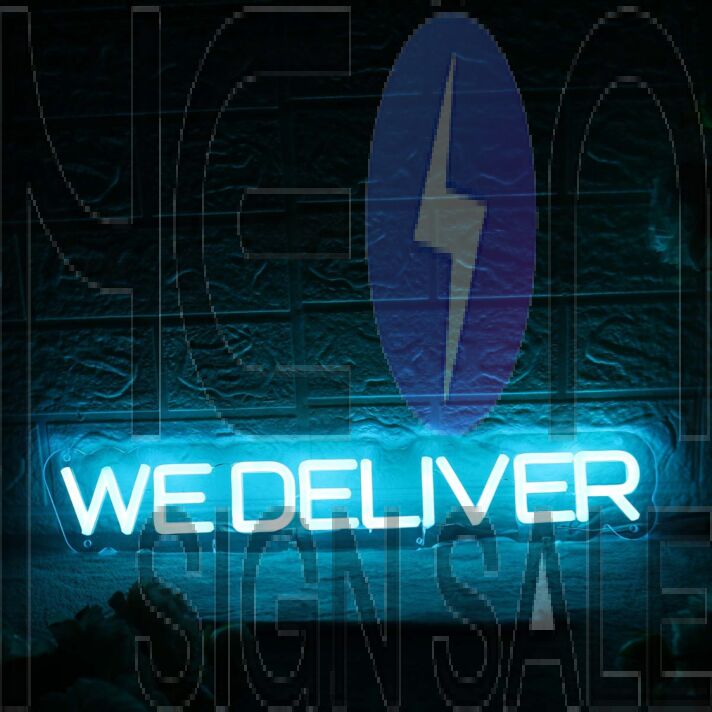We Deliver Blue Neon Sign