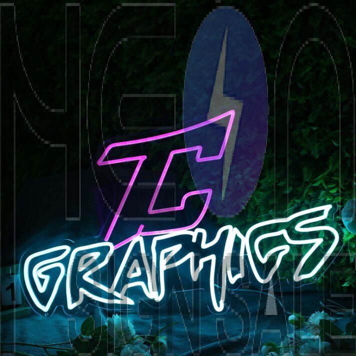 Graphics Blue Neon Sign