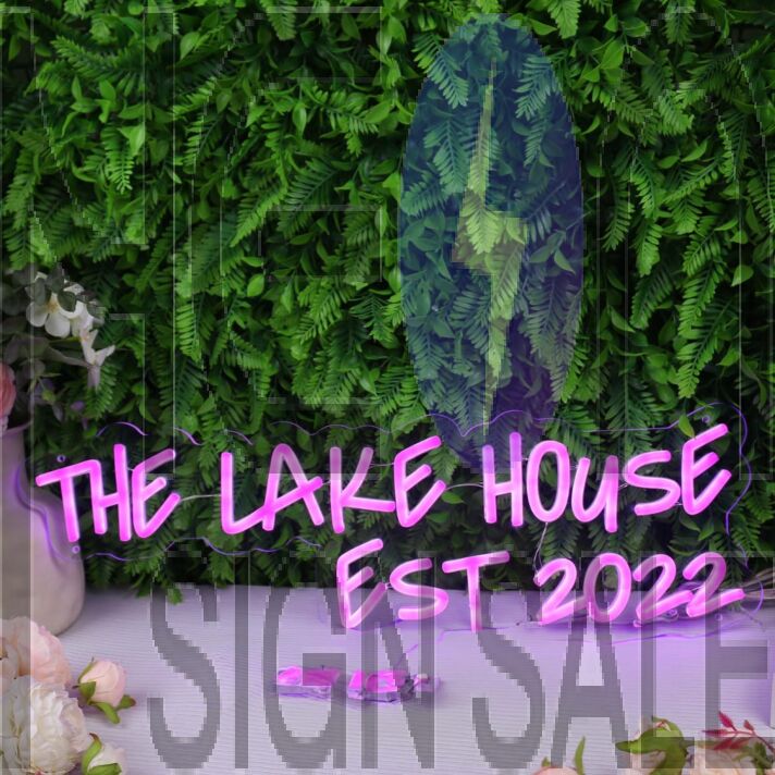 The Lake House EST 2022 Pink Neon Sign