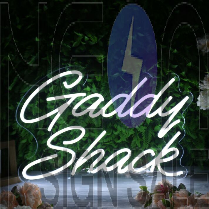 Gaddy Shack White Neon Sign