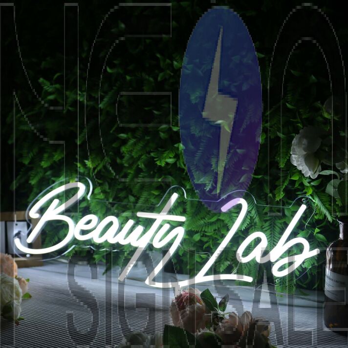 Beauty Lab White Neon Sign