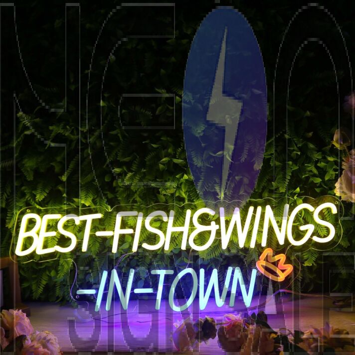 Best Fish And Wings In Town Neon Sign