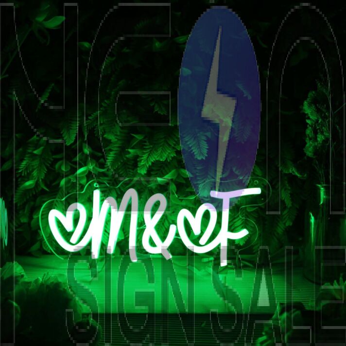 M And F Green Neon Sign