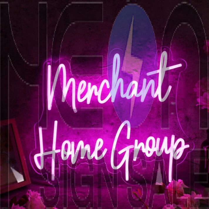Merchant Home Group Purple Neon Sign