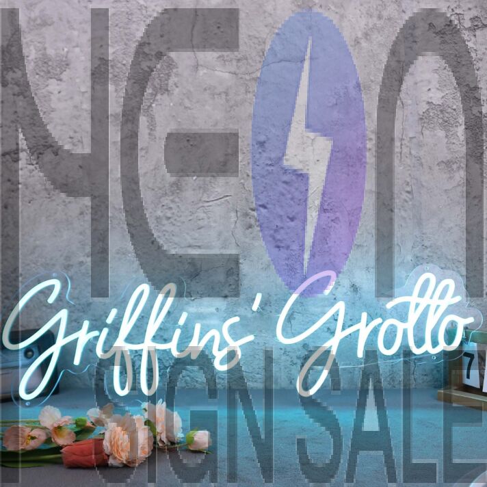 Griffins Grotto Blue Neon Sign
