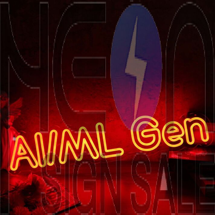 AI ML Gen Orange Neon Sign