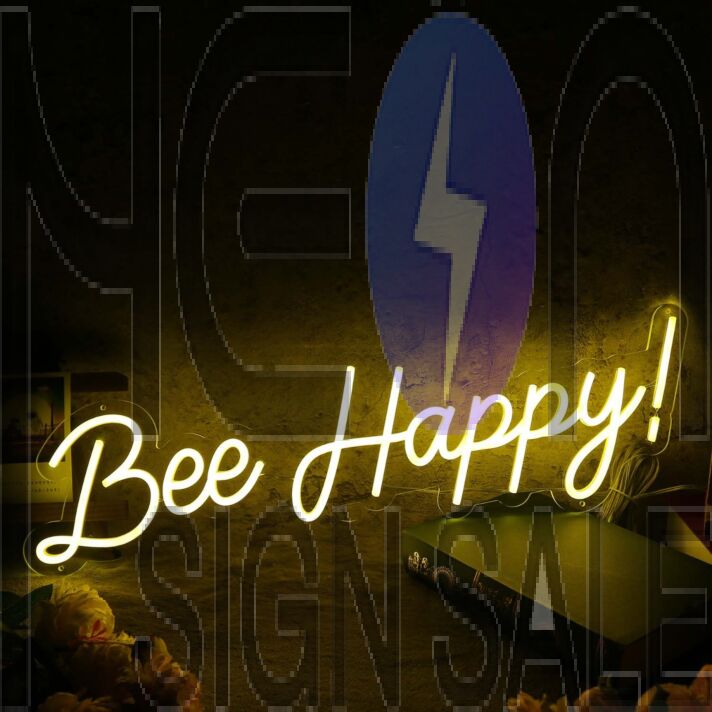 Bee Happy Yellow Neon Sign