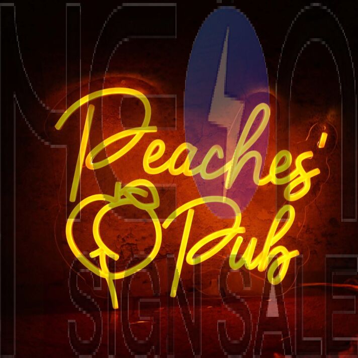 Peaches Pub Orange Neon Sign