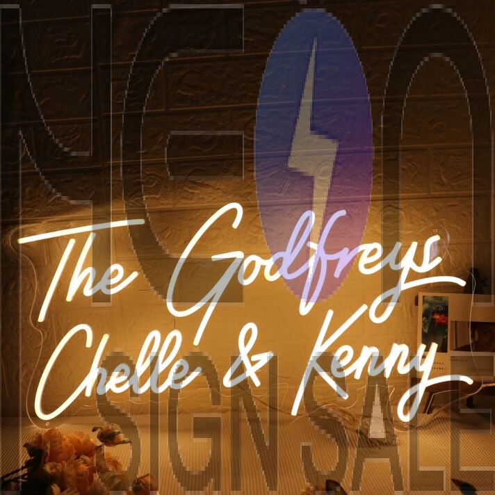 The Godfreys Chelle And Kenny Yellow Neon Sign