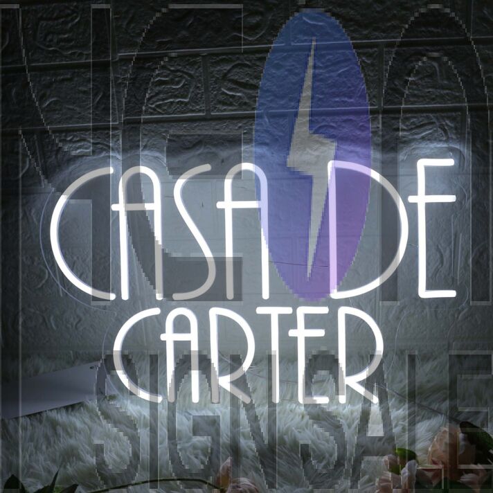 Casa De Carter White Neon Sign
