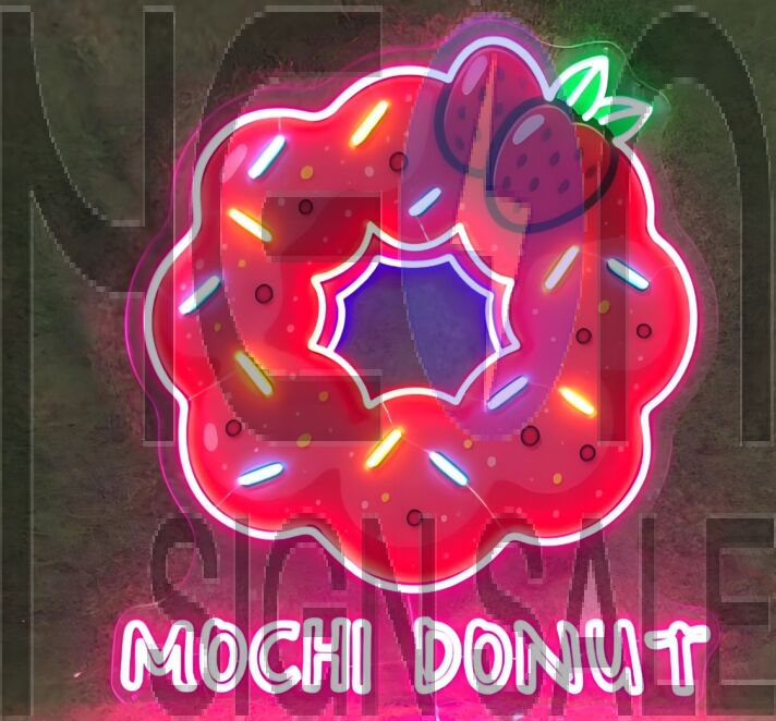 Custom UV LED Mochi Donut Neon 30inch wide