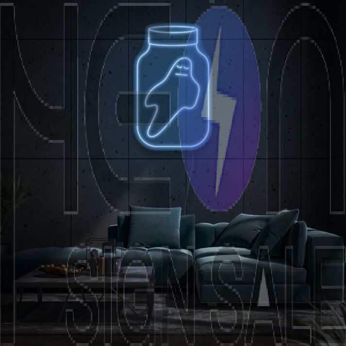 Glass With Ghost Neon Spooky and Fun