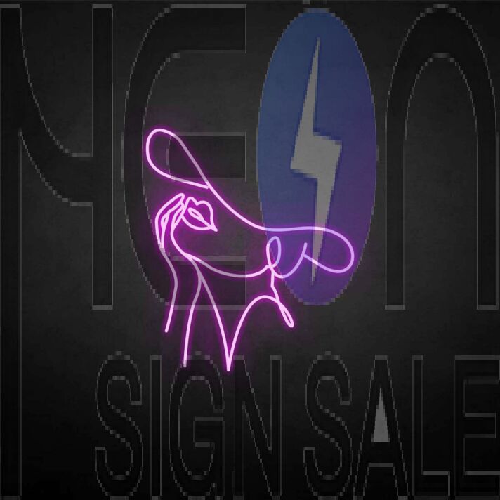 'Woman wearing a sun hat' neon sign