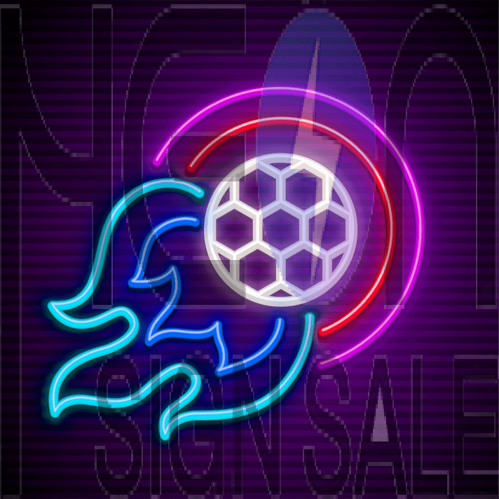 Touchdown Inferno Football Ball Flying and Burning Neon Sign