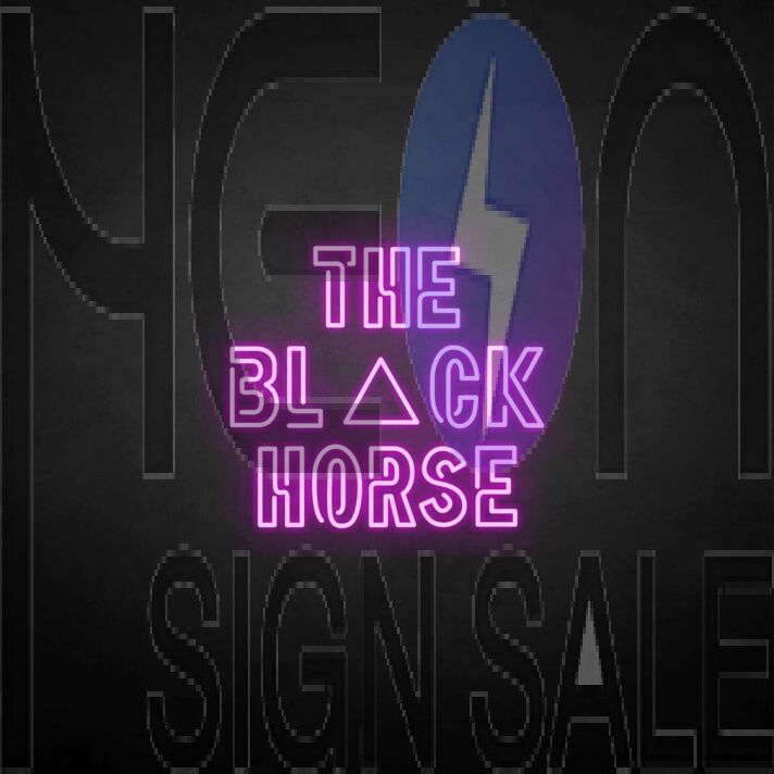 'The Black Horse' neon sign