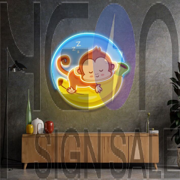 Sleeping Monkey Led Neon Acrylic Artwork