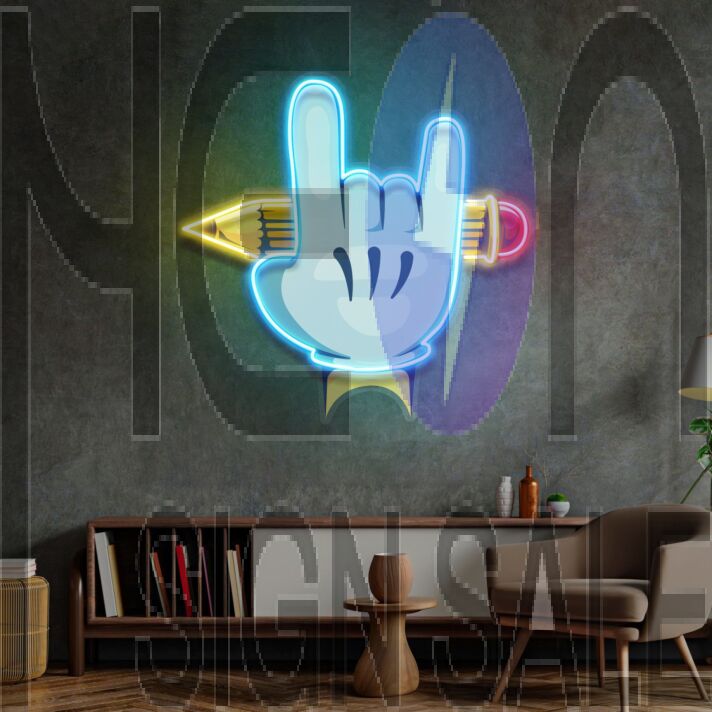 Rock Hand Led Neon Sign Light Pop Art