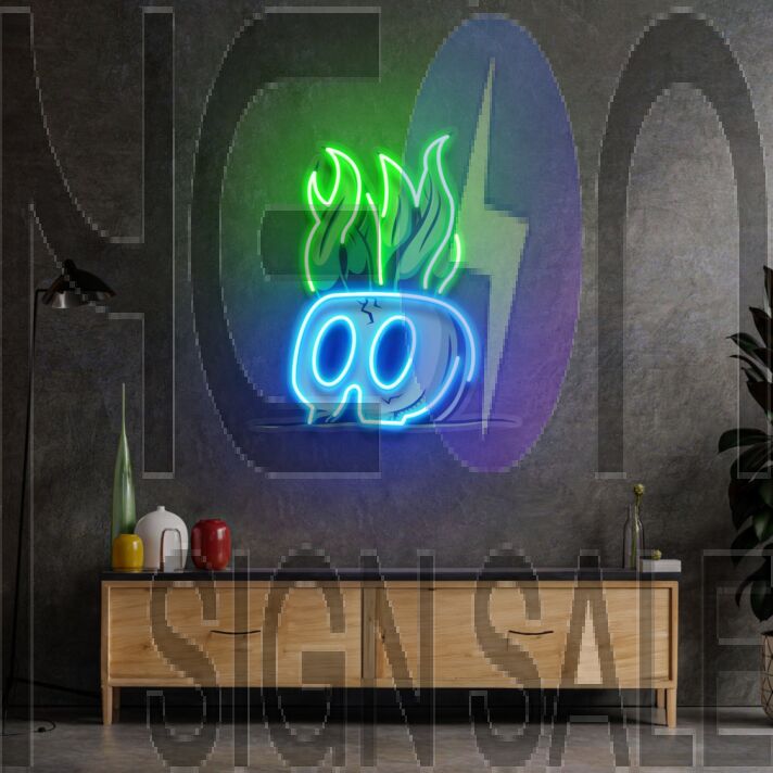 Potted Plant Skull Head Cartoon Led Neon Sign Light Pop Art