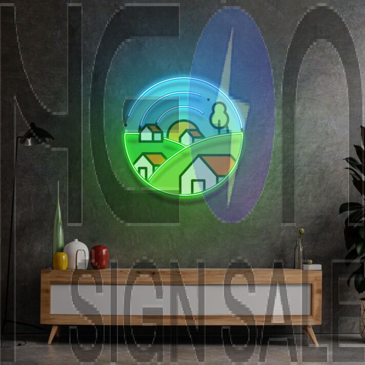 Morning On Grassy Village Led Neon Sign Light Pop Art
