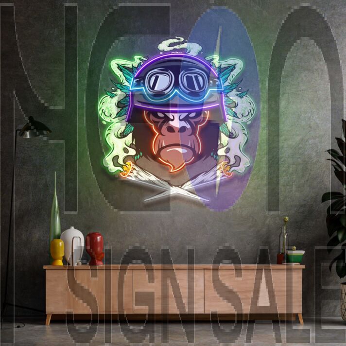 Monkey Soldier Led Neon Sign Light Pop Art