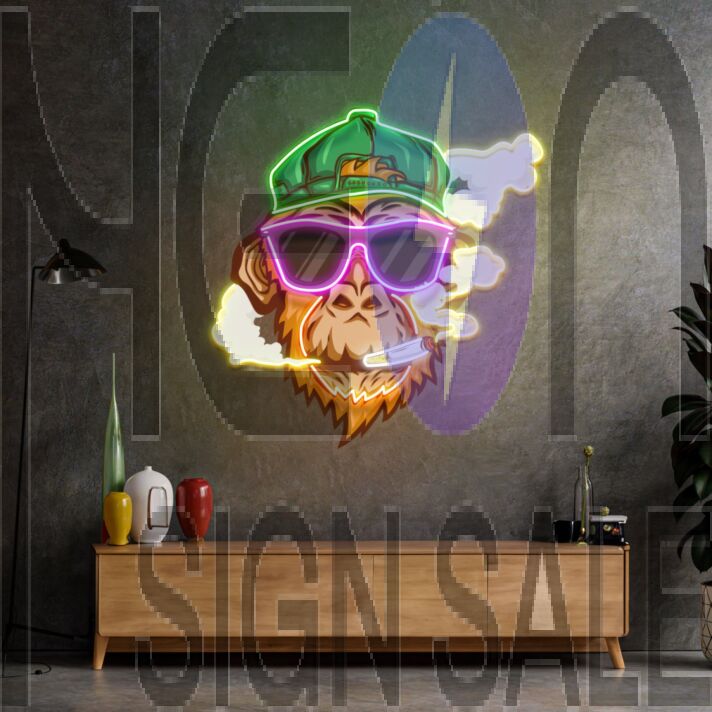 Monkey Smoking Cigar Led Neon Sign Light Pop Art