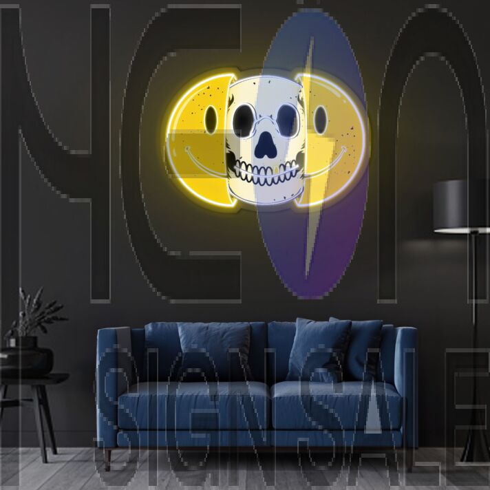 Half Skull Emoticons Neon Sign X Acrylic Artwork