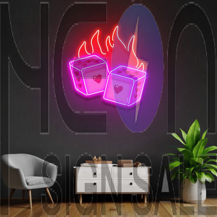 Dice Love Led Neon Acrylic Artwork