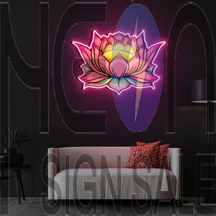 Lotus Flower Neon X Acrylic Artwork