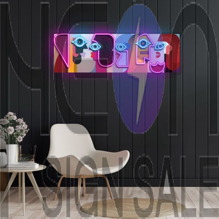 Five Faces Neon X Acrylic Artwork