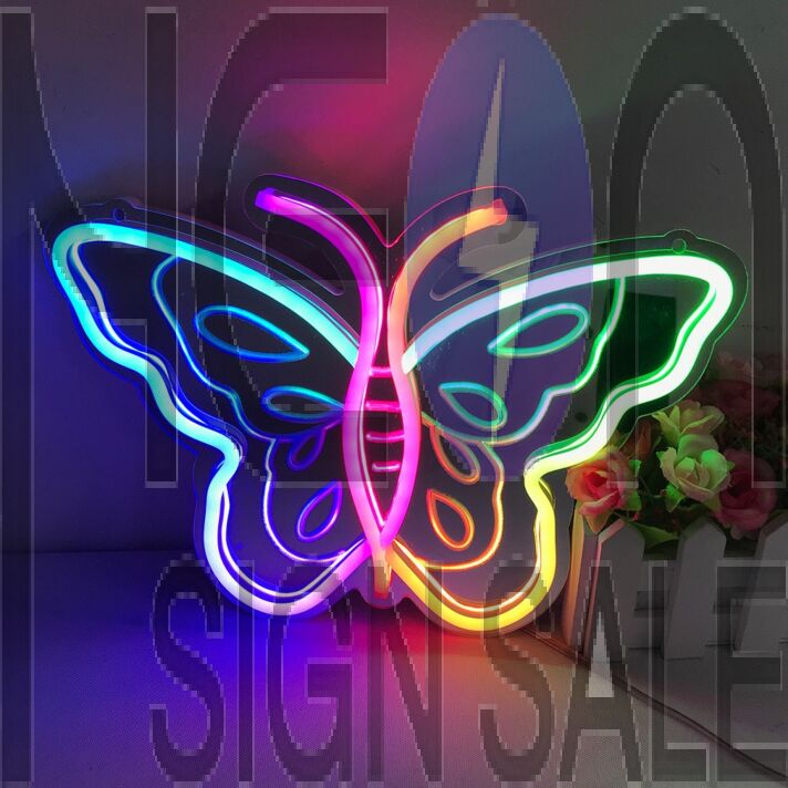 Butterfly Bliss Colorful Mirror Neon Signs