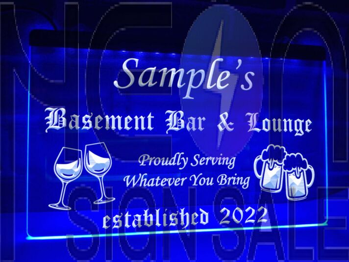 Basement Bar and Lounge Personalized Hanging Neon Sign