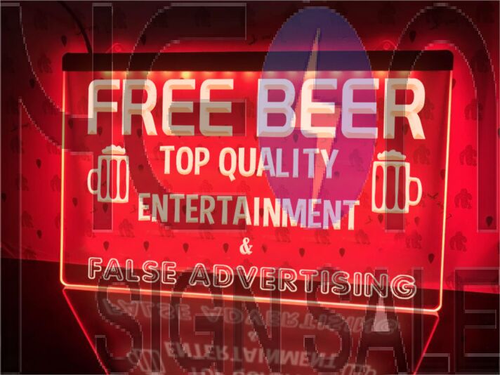 Free Beer Funny Hanging Neon Sign