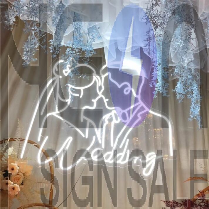 Customize Romantic Wedding Couple Kissing Portrait Neon Sign