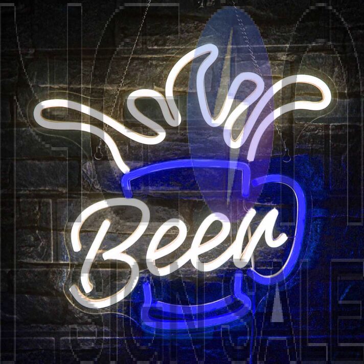 Customize Bubbling Beer Mug Icon Neon Light