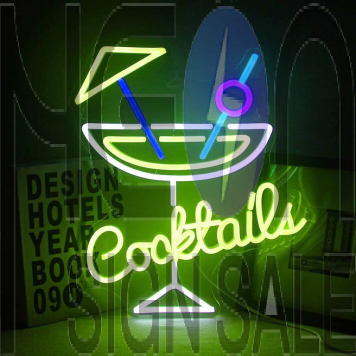 Customize Cocktail Glass Bar Neon Sign