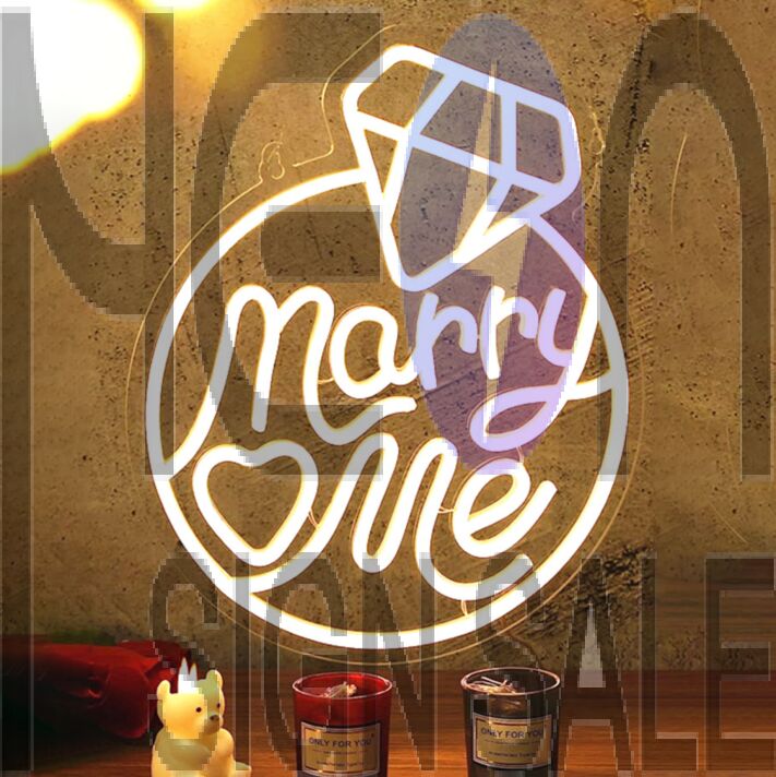 Marry Me Diamond Ring Neon Sign