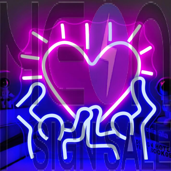 Doll Figure Holding Heart Neon Sign