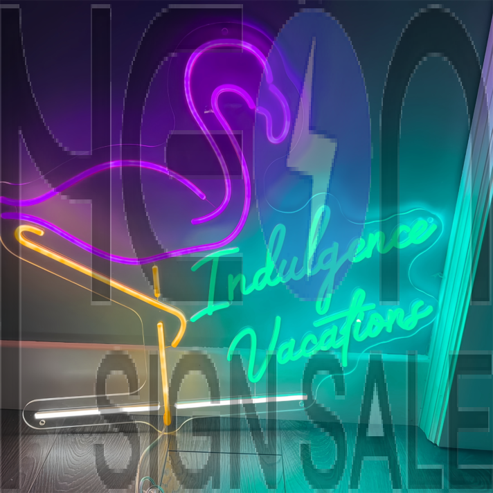 Customize Indulgence Vacations Flamingo Neon Sign