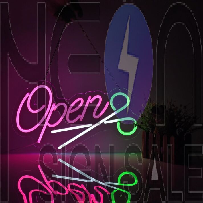Customize Barbershop Haircut Open Neon Sign