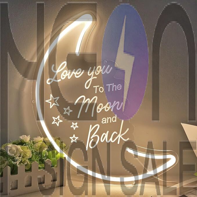 Love You to the Moon and Back Wedding Neon Sign